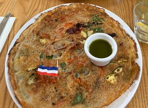Vegan veggie pancake with pesto at Pancakes - Westermarkt in Amsterdam