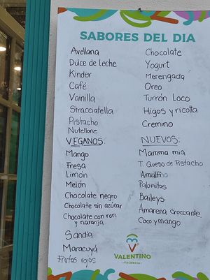 List at Valentino Gelato in Valencia
