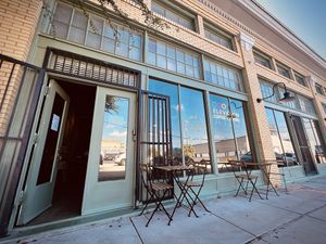 Seating outside and in the back.   at Elevation Coffee in Tampa