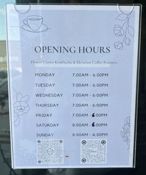 Hours as of May 2023.  at Elevation Coffee in Tampa