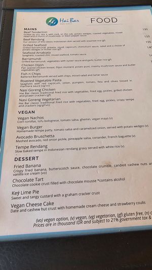  at Hai Bar & Grill in Lembongan