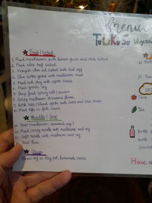 Menu at TuLi KuSu in Ho Chi Minh City
