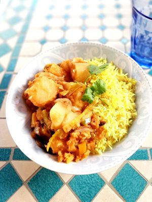 Potato Curry & Safran Rice at Cap Lanka in Capbreton