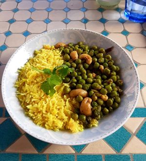 Cashew/Pea Curry & Safran Rice at Cap Lanka in Capbreton