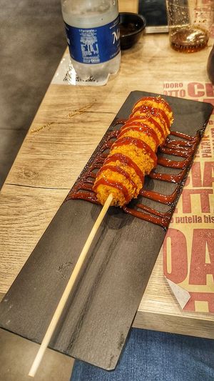 Corn Dog di wurstel vegano in 3D at Burger's Bró in Naples