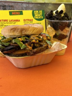 The fajita burger and soft serve Oreo blast  at Sun Of A Vegan in Memphis