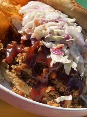 BBQ VICKEN SANDWICH WITH APPLE SLAW  at Sun Of A Vegan in Memphis