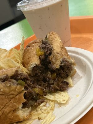 Steak sandwich & Strawberry shake  at Sun Of A Vegan in Memphis