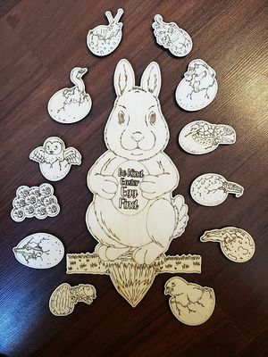 Wooden Easter Rabbit & 12 Wooden Hatching Eggs at Be-Ve Kids in Hickory