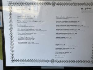Menu card  at Espécie in Porto