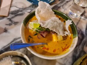 Palm hearts and baby corn moqueca. at Espécie in Porto