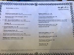 Menu May 2023  at Espécie in Porto