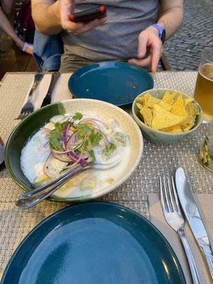 vegan ceviche with coconut milk, mango and avocado  at Espécie in Porto