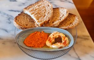 Tasty homemade dips. at Espécie in Porto