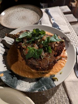 Eggplant schnitzel at Espécie in Porto