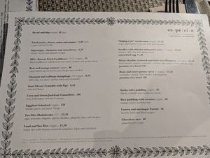 Menu at Espécie in Porto