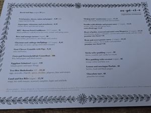 Menu - this changes regularly at Espécie in Porto