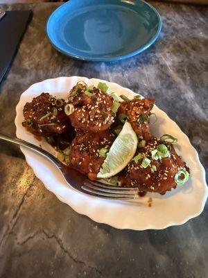 Cauliflower wings (VERY good and not super spicy, just enough)  at Espécie in Porto