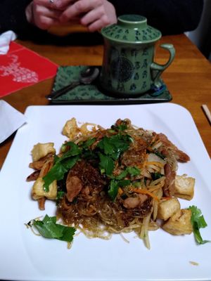 Fried glass noodles of wisdom at Vegan Gesund in Hannover