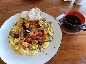 Open tempeh omlett at ZIN Cafe in Canggu
