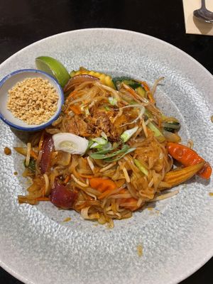 Pad Thai with tofu and vegetables (made vegan without egg on request)  at Chilli in Hove