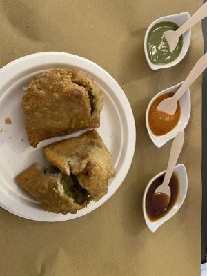 Samosa with chutnies   at Just Desi in Lecce
