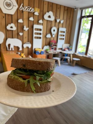 They made a vegan sandwich for us! The children’s playground is also nice!   at Cafe Bitīte in Jurmala