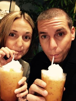 Thai Iced Tea complete with vegan whipped cream! at Good Vibes in Huntington Beach