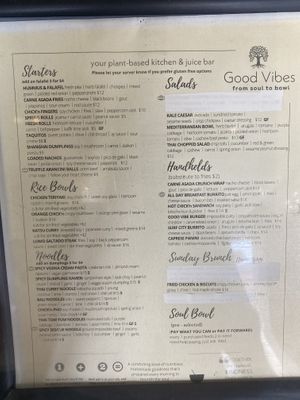 Menú  at Good Vibes in Huntington Beach