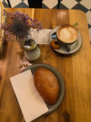 piroschki, coffee at Datscha Bistro in Berlin