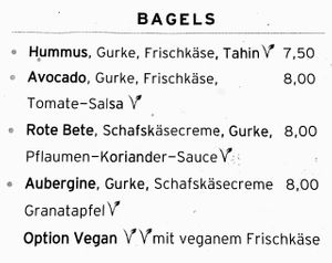 vegan options in menu at Datscha Bistro in Berlin