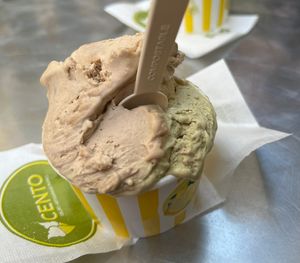 Pistachio and hazelnut ice cream   at Cento Gelato Artigianale Italiano in Naples