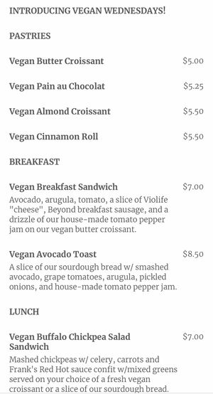 Vegan menu   at Crust & Crumbles in Rockford