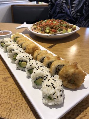 Avocado roll and Naginata roll  at Keep It Rollin in Rochester