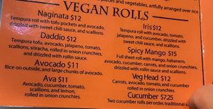 Vegan Sushi Menu 2025  at Keep It Rollin in Rochester