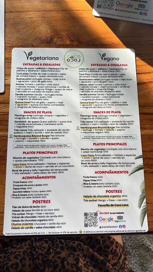 Updated menu / Menu actualizado   at Coco Loco in Playa Flamingo