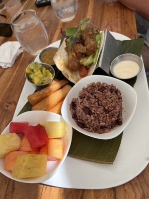 Mixed platter, cauliflower tacos 🌮😋 #Veganuary at Coco Loco in Playa Flamingo