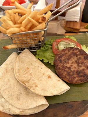 Beyond burger  at Coco Loco in Playa Flamingo