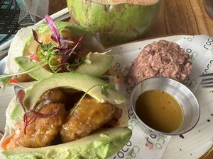 Cauliflower tacos  at Coco Loco in Playa Flamingo