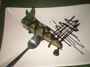 raw and vegan chocolate and mint slice  at Barca in Bucharest