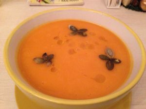 pumpkin soup at Barca in Bucharest