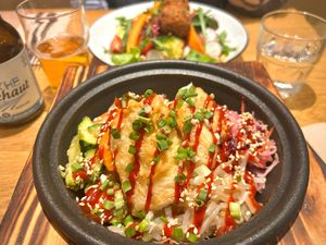 BIBIMBAP WITH TOFU TEMPURA at Adam et Eve Cafe - Restaurant Végétarien in Paris
