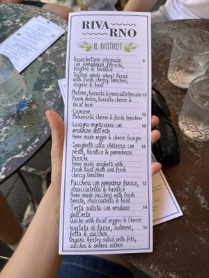 Menu June 2025  at Rivarno Café in Florence