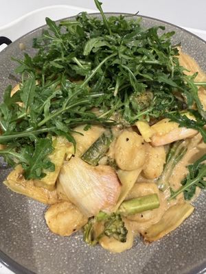 Creamy Gnocchi, Leek and Tenderstem Gratin  at Grubby in East London