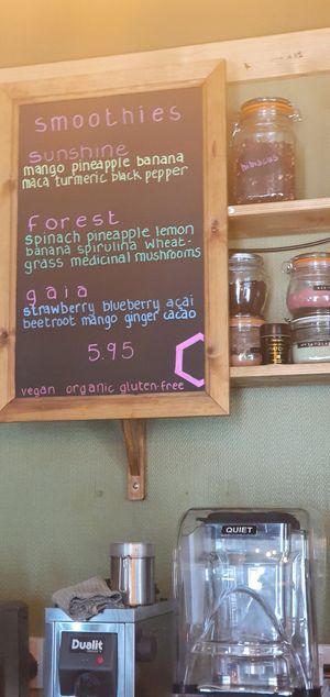 Smoothie menu at Active Wellness Cafe in Manchester