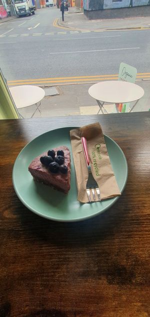 Blueberry cheesecake at Active Wellness Cafe in Manchester