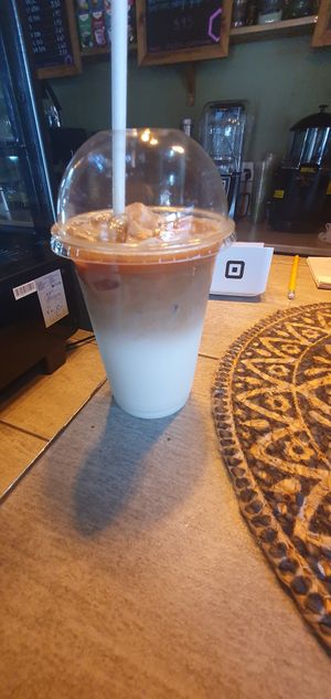 Iced latte at Active Wellness Cafe in Manchester