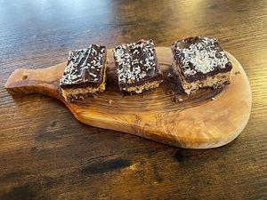 gluten free vegan raw snickery cake at Active Wellness Cafe in Manchester