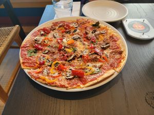 Spicy sausage Flatbread at Rad Radish in San Francisco