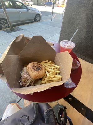 Vegan Crispy Chicken w/Fries + Raspberry Thyme Tonic  at Rad Radish in San Francisco